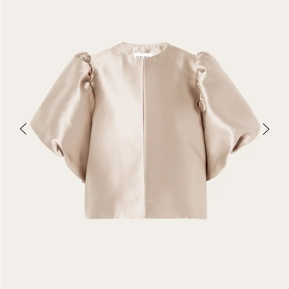 Chic Beige Cleo Puff Sleeve Blouse